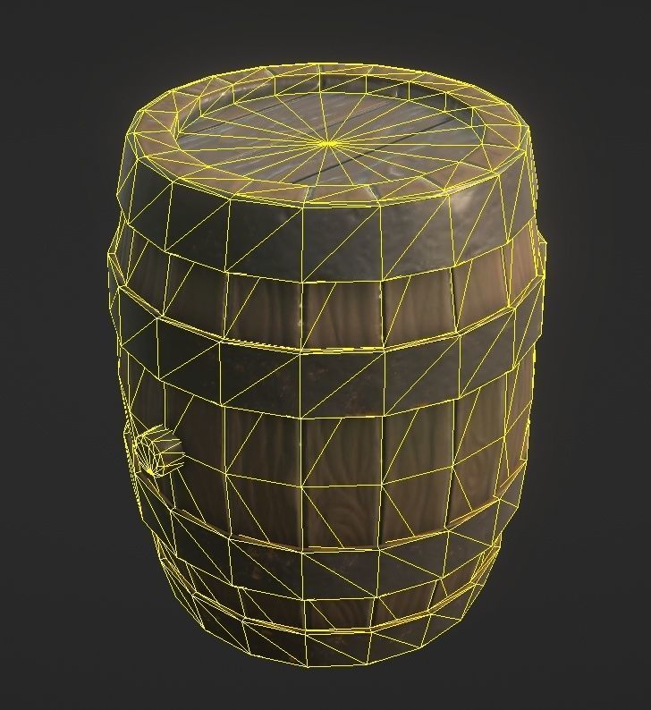 Barrel Low-poly 3D model_3