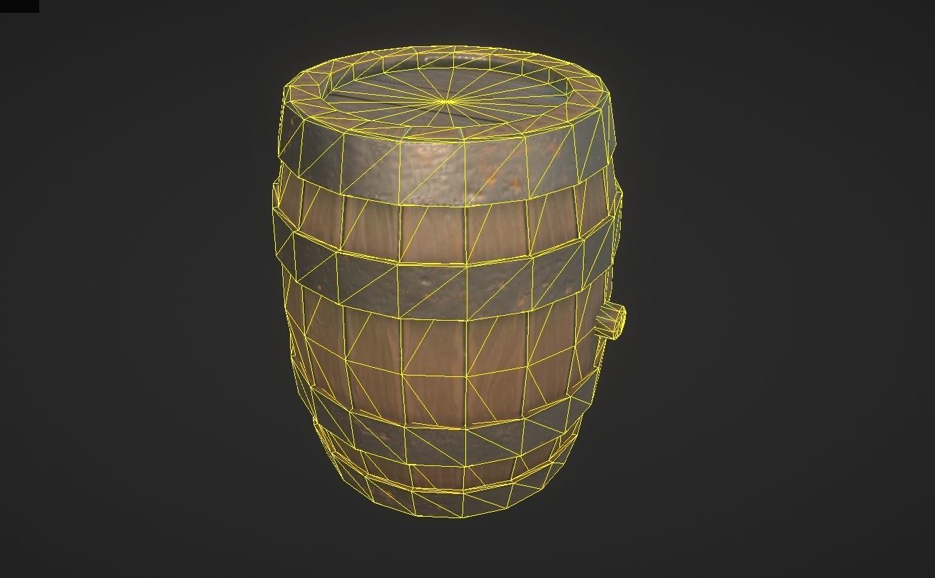 Barrel Low-poly 3D model_4
