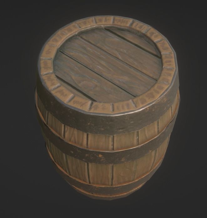 Barrel Low-poly 3D model_2