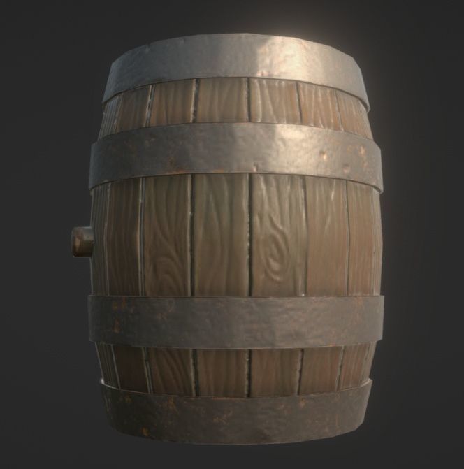 Barrel Low-poly 3D model_1