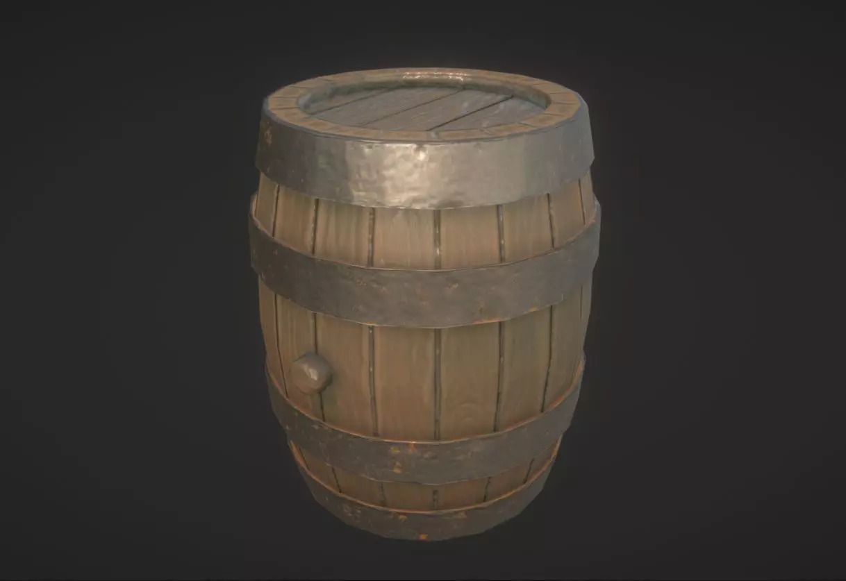 Barrel Low-poly 3D model_0