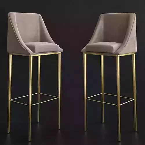 CHAISE DE BAR CLASSIQUE EN VELOURS  EN LAITON 3d model