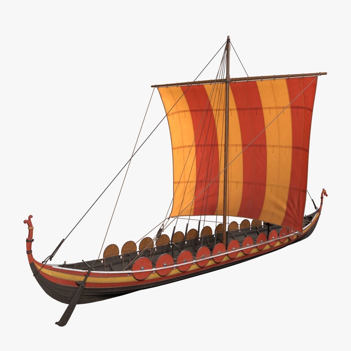 Viking Longship Low-poly 3D model_1