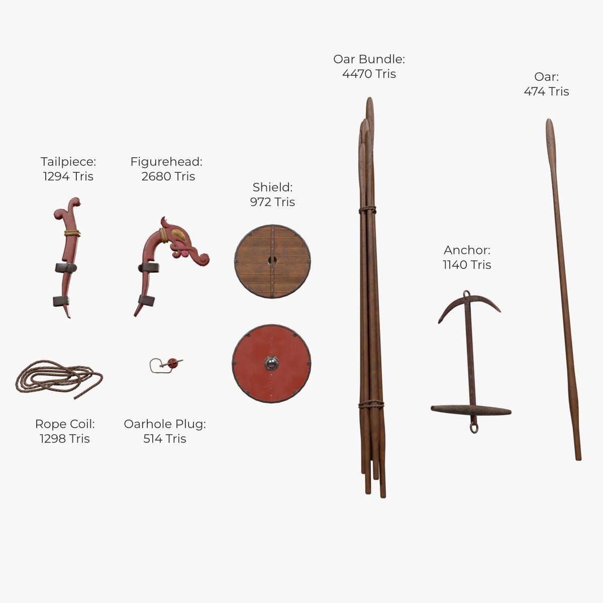 Viking Longship Low-poly 3D model_7