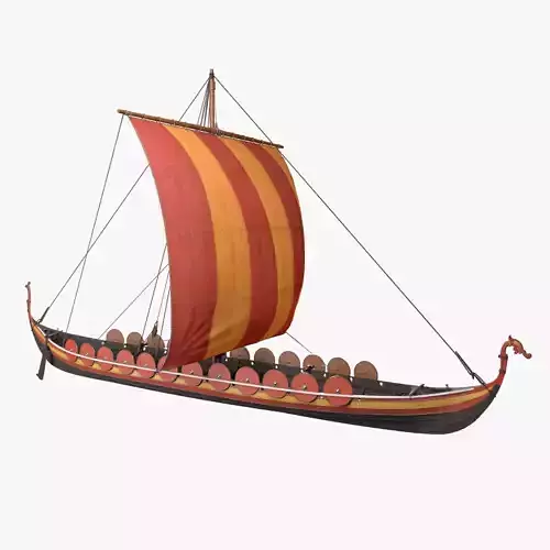 Viking Longship Low-poly 3D model