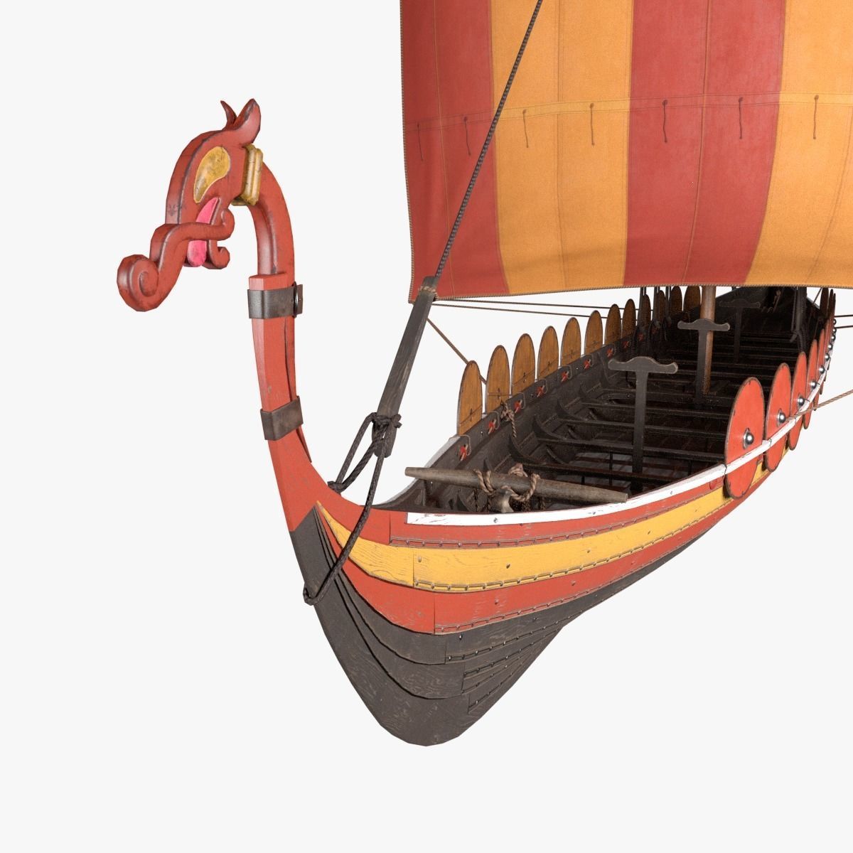 Viking Longship Low-poly 3D model_5