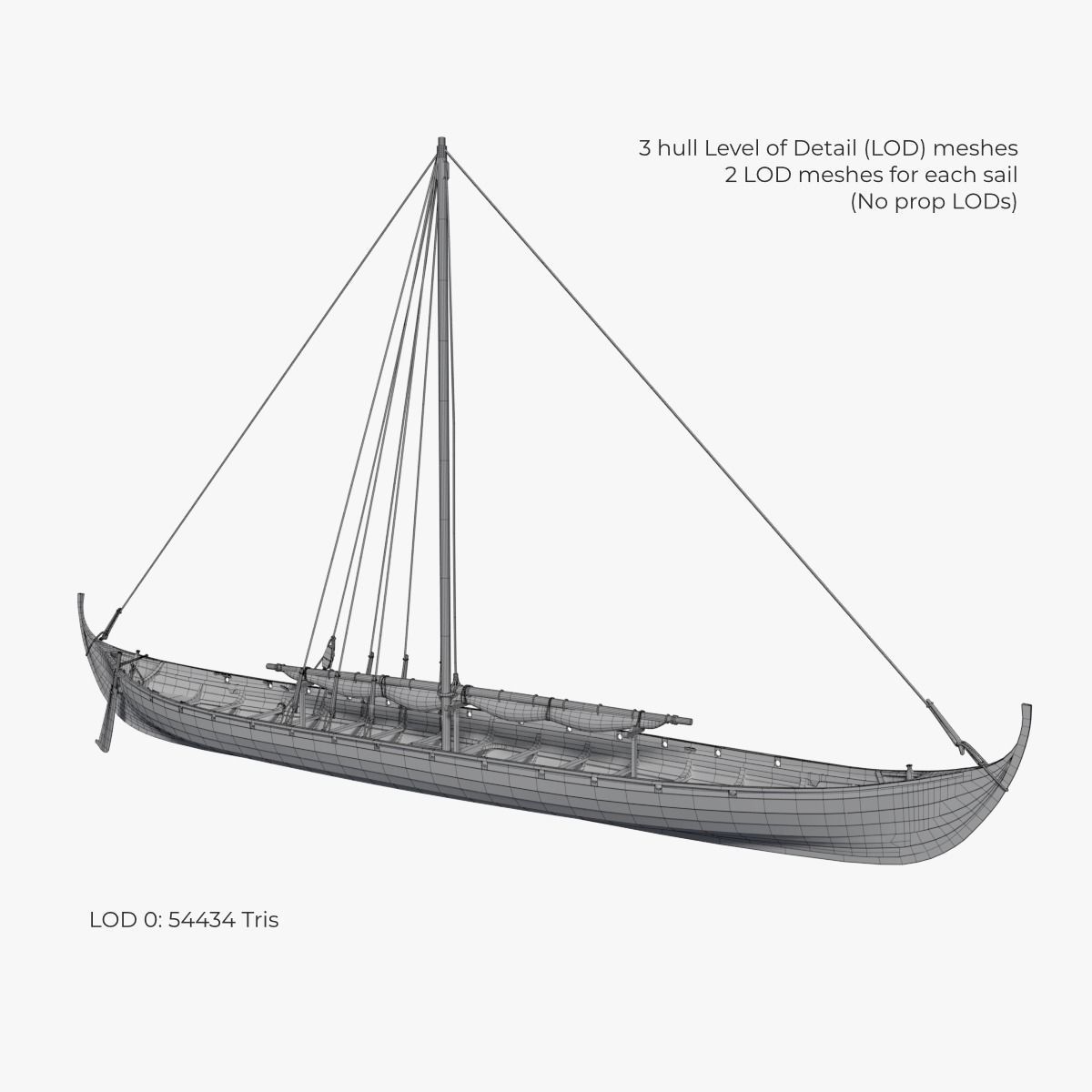 Viking Longship Low-poly 3D model_8