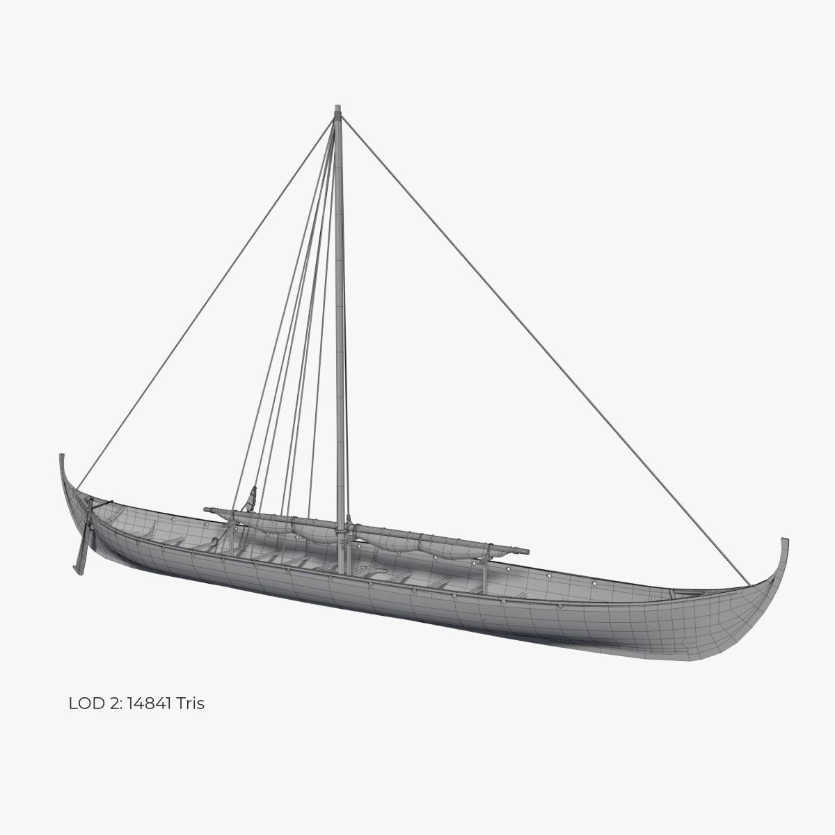 Viking Longship Low-poly 3D model_10