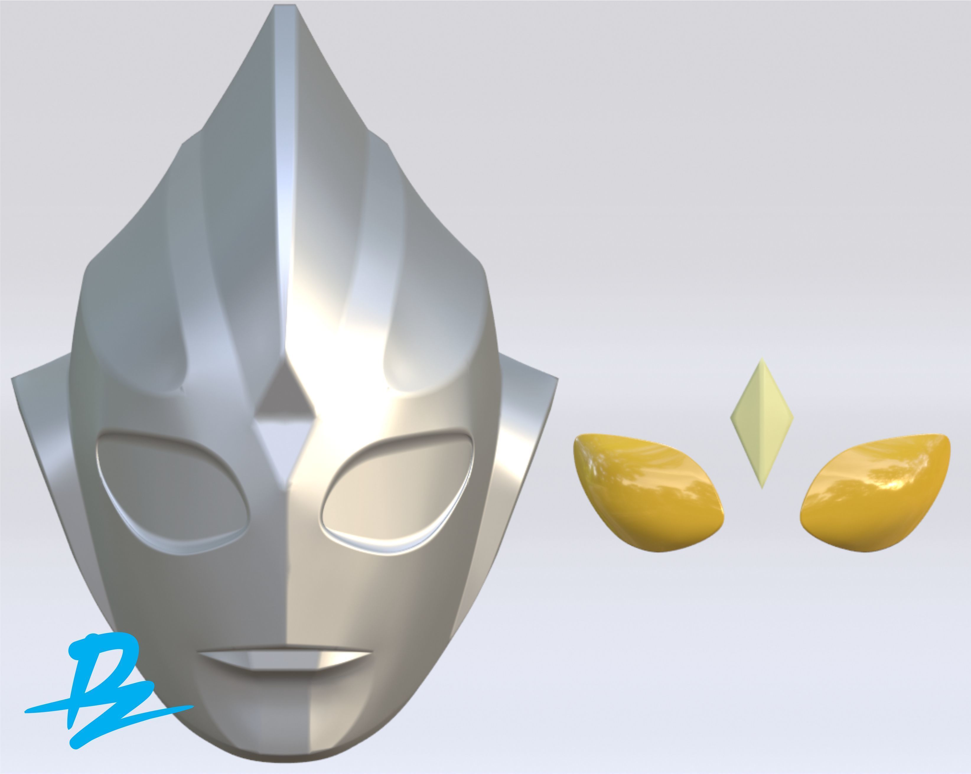 Mask Ultraman Tiga 3D print model_1