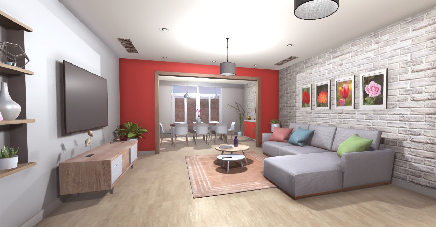 Elegant Living Room Low-poly 3D model_3