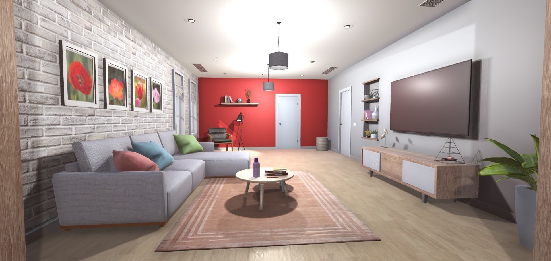 Elegant Living Room Low-poly 3D model_2