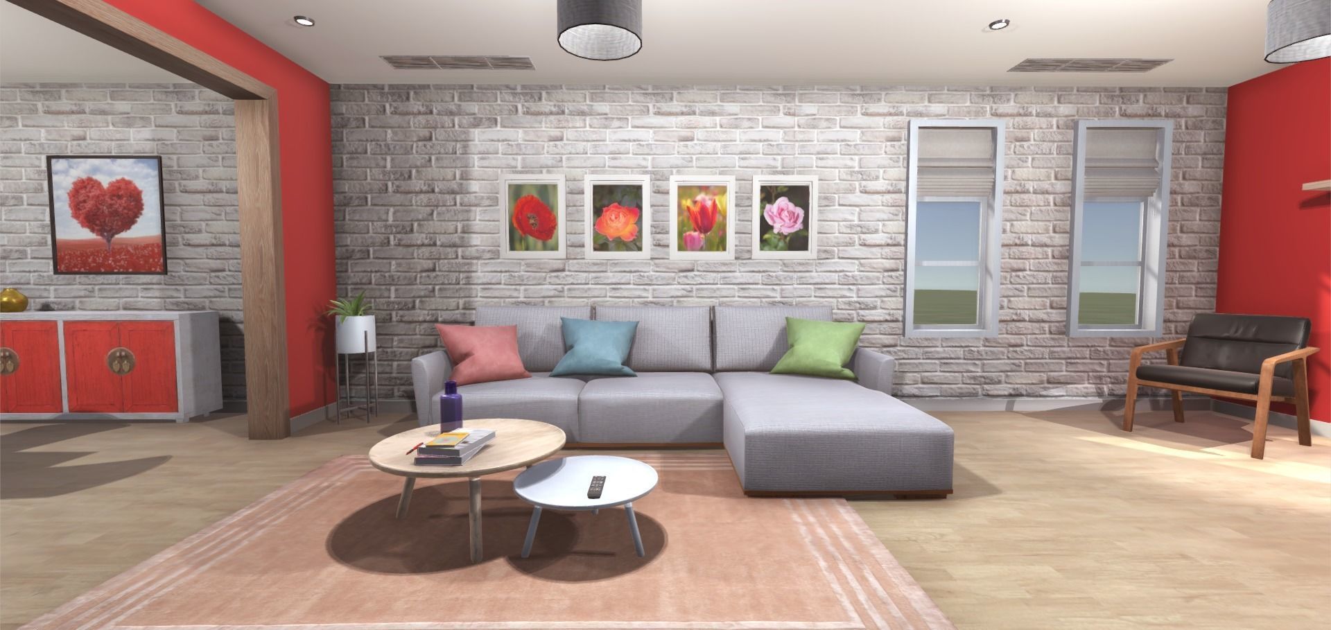 Elegant Living Room Low-poly 3D model_4