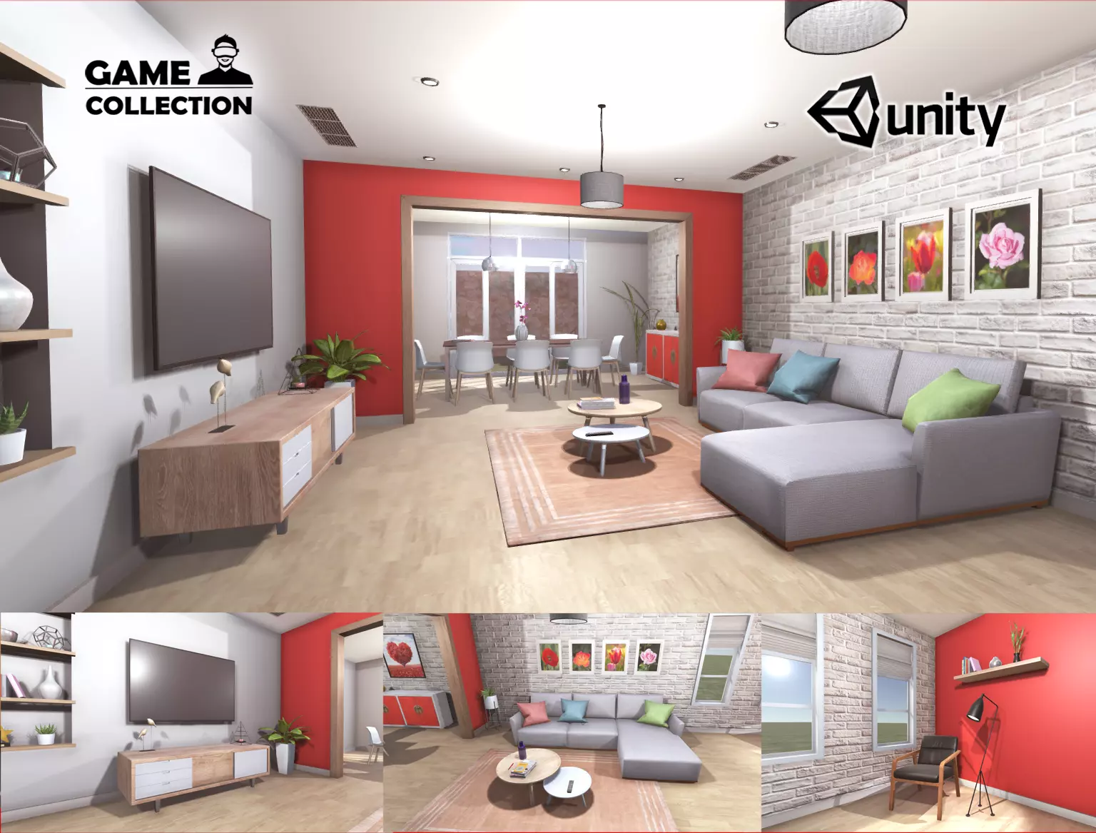 Elegant Living Room Low-poly 3D model_0