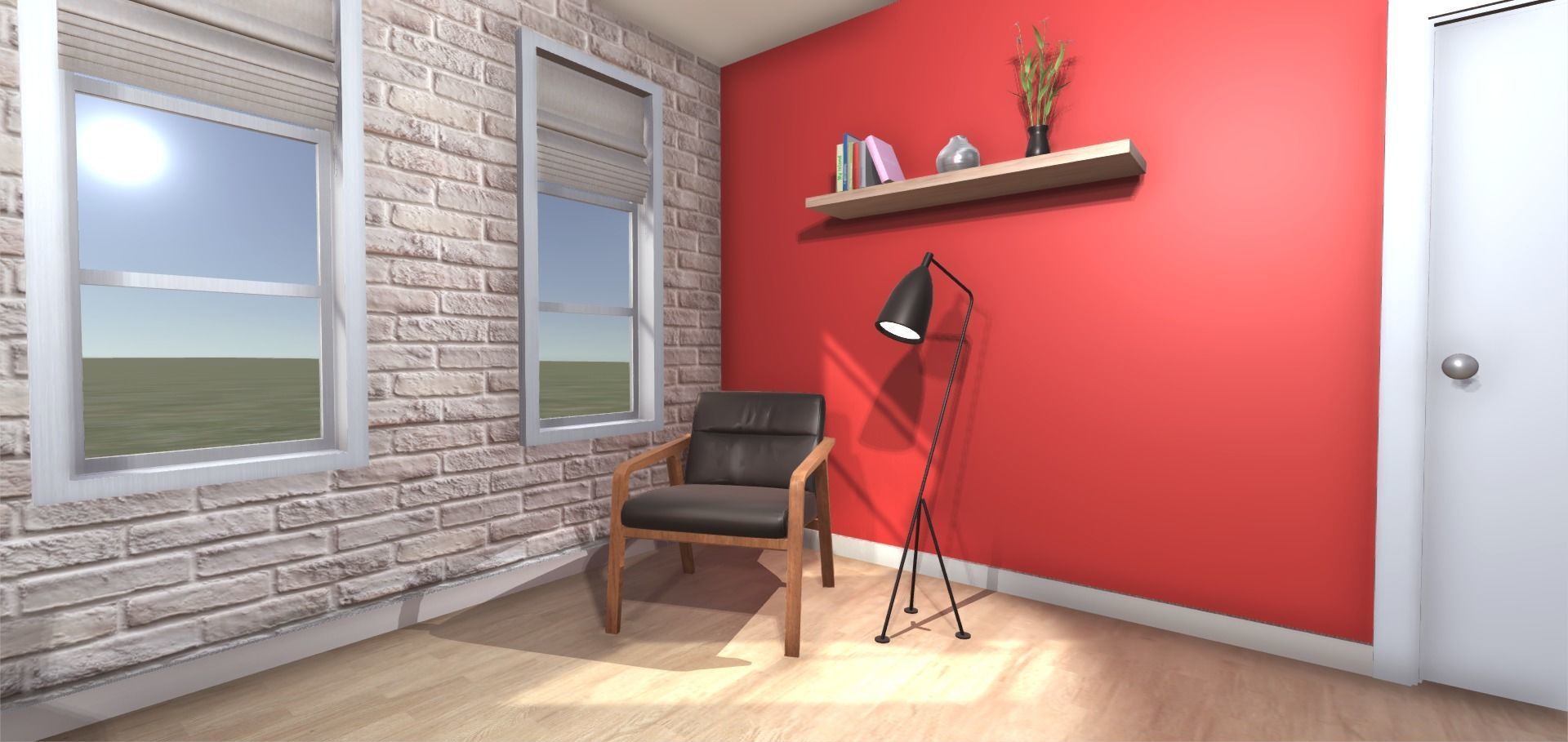 Elegant Living Room Low-poly 3D model_9