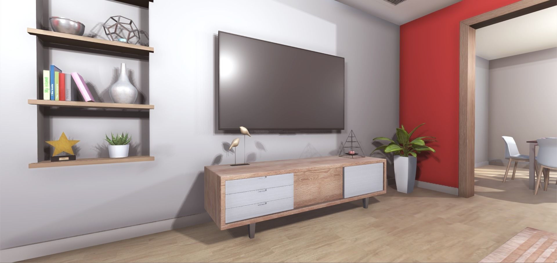 Elegant Living Room Low-poly 3D model_8