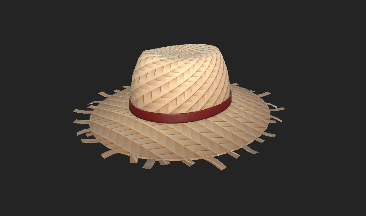 Straw Hat  Low-poly 3D model_13