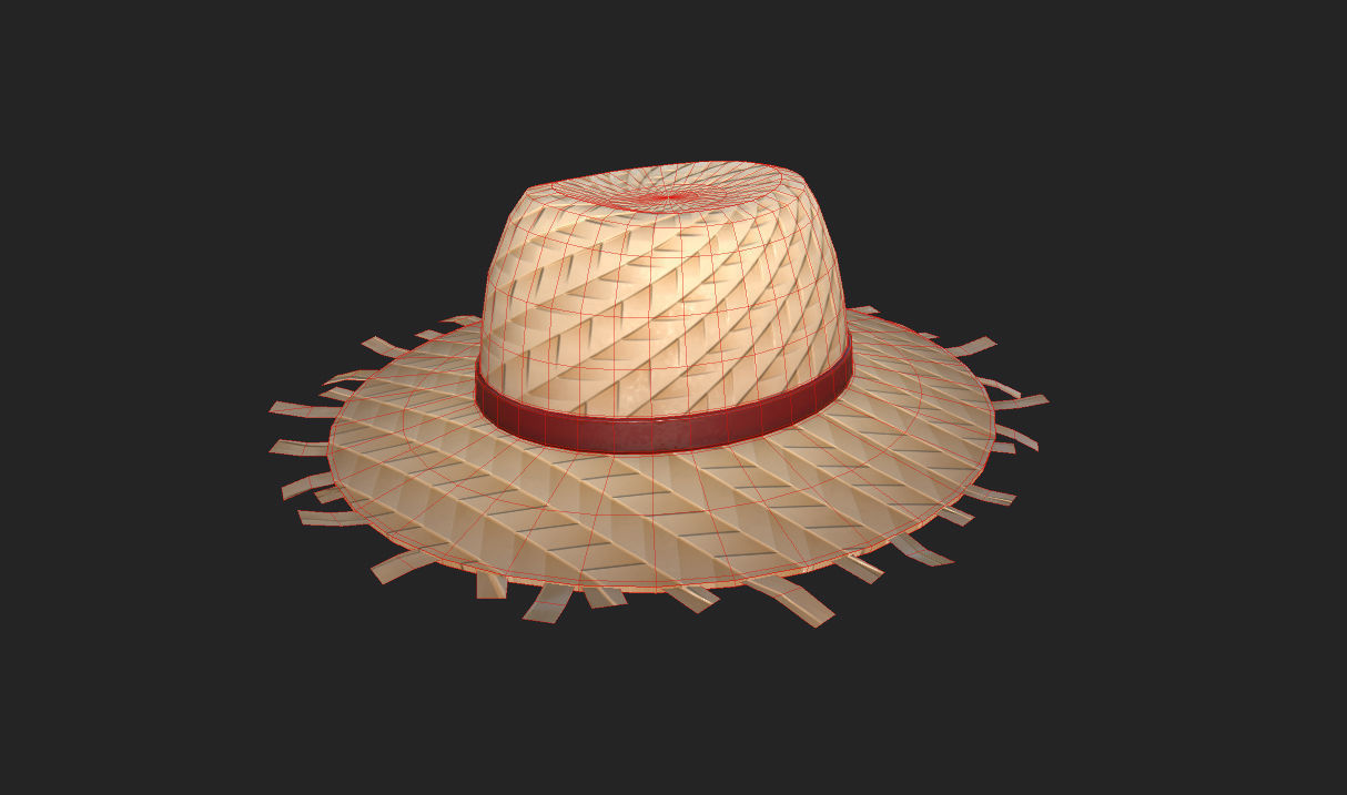 Straw Hat  Low-poly 3D model_16