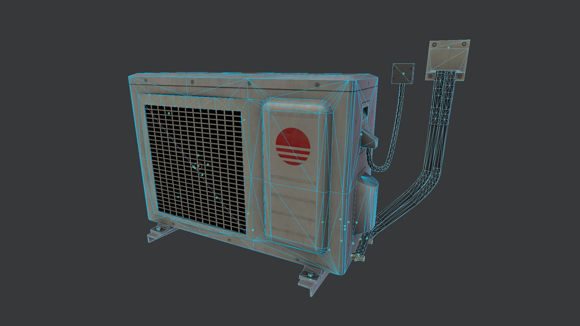 Air conditioning condenser unit Low-poly 3D model_7