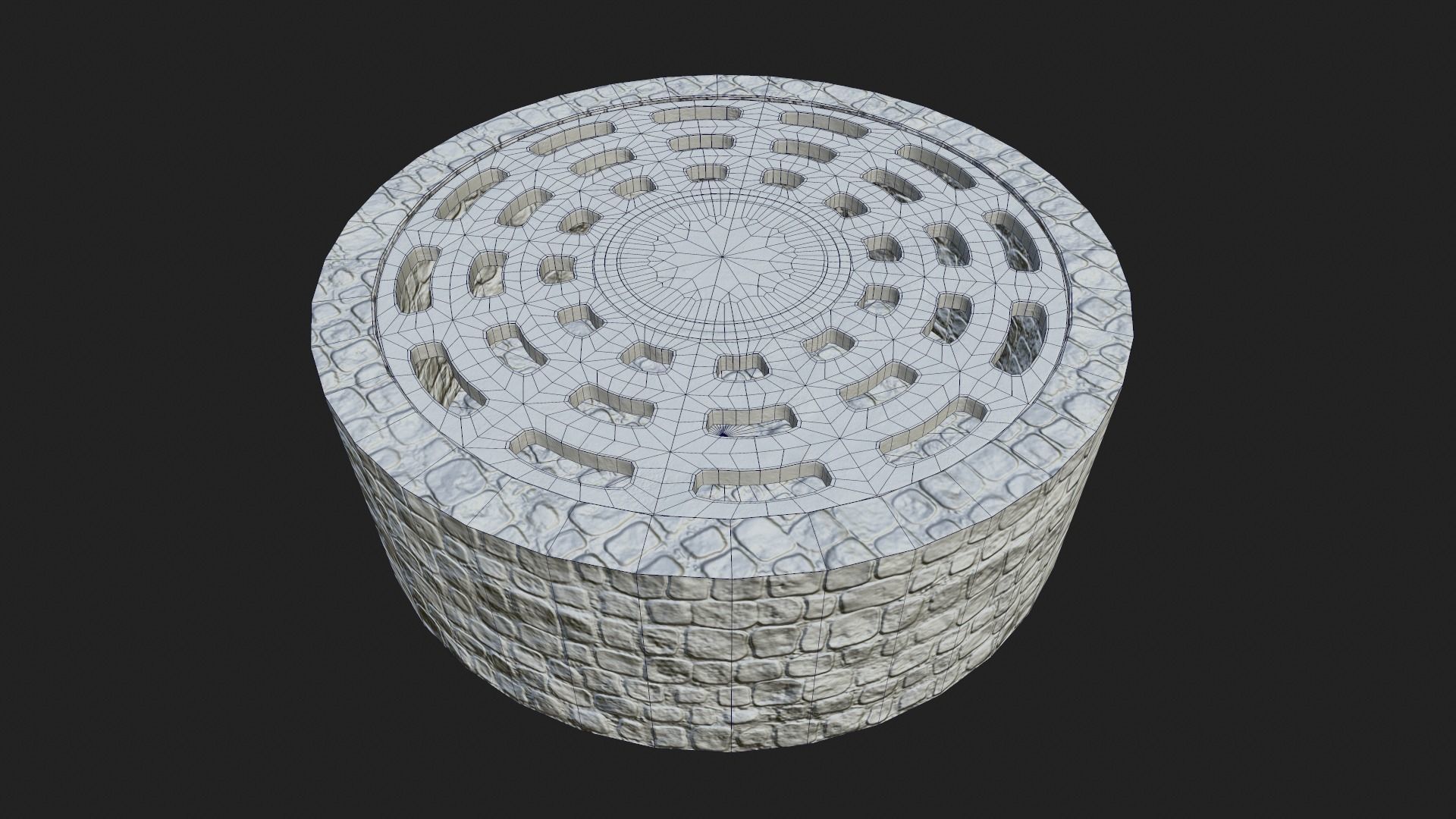 Manhole cover Low-poly 3D model_4
