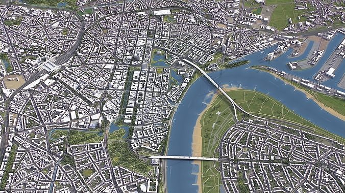 Dusseldorf - 3D City Model Low-poly 3D model 5