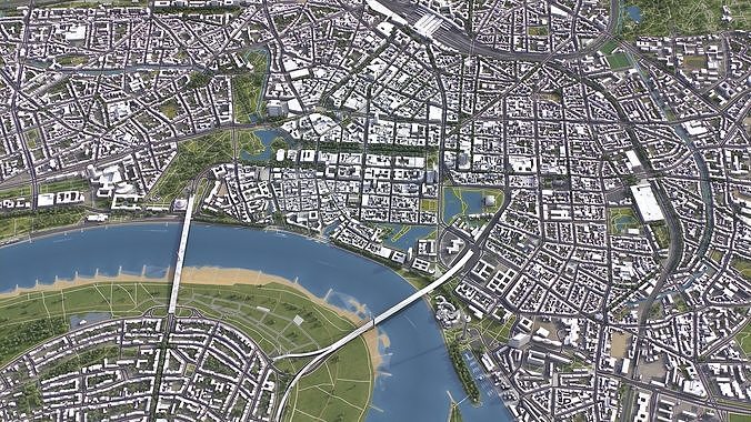 Dusseldorf - 3D City Model Low-poly 3D model 4