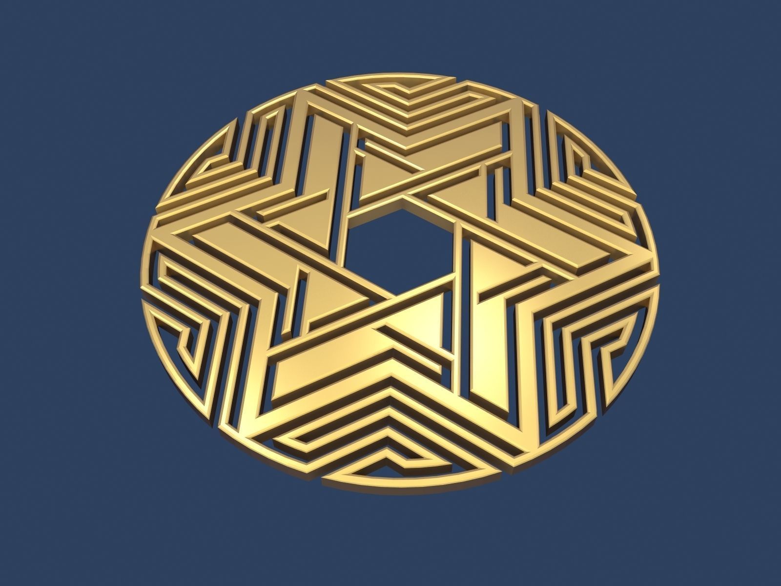 Star of David Medallion 3D model synagogue gold | CGTrader