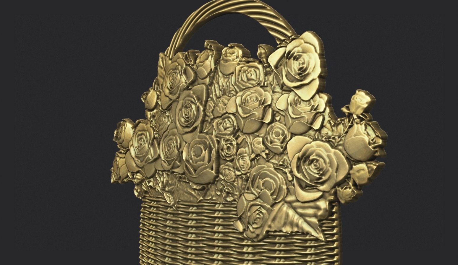 Roses in a basket 3D print model_2