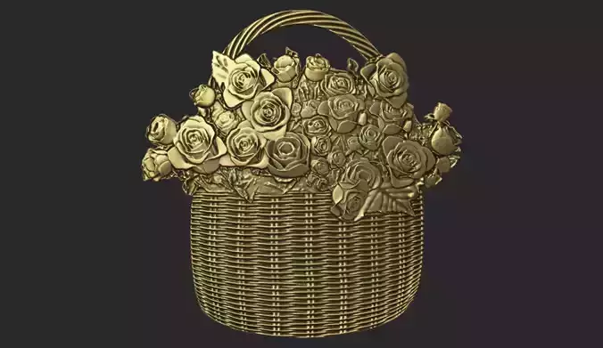 Roses in a basket 3D print model