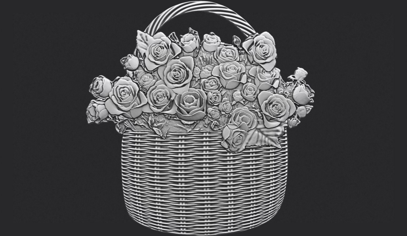 Roses in a basket 3D print model_6