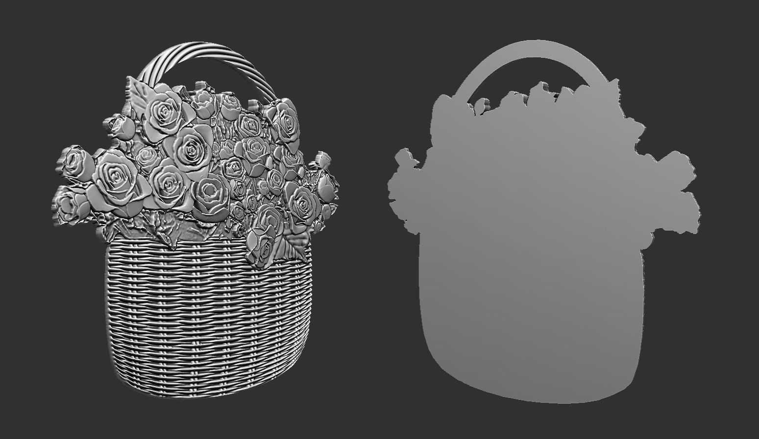 Roses in a basket 3D print model_9