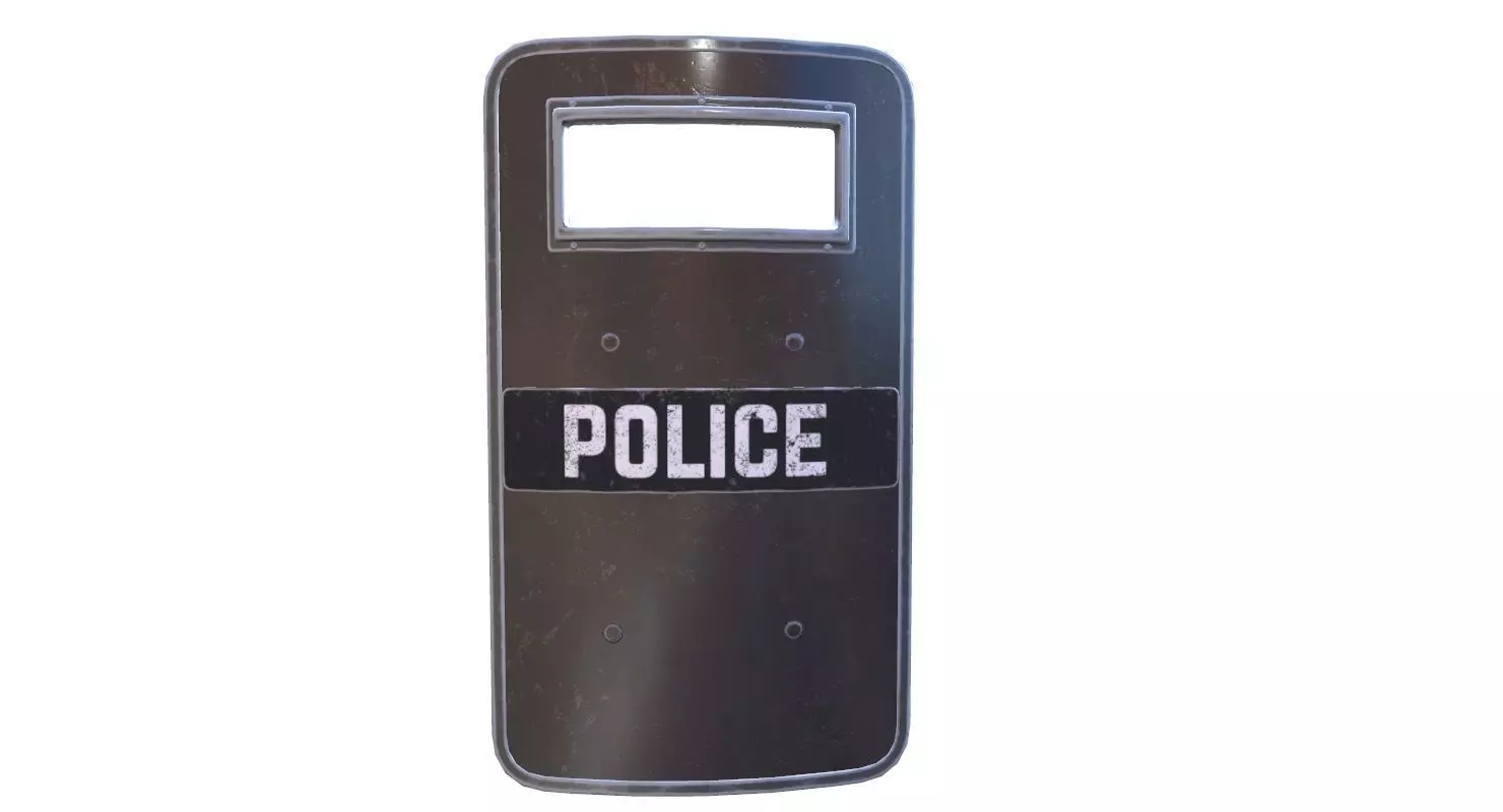 Police Ballistic Shield Low-poly 3D model_0
