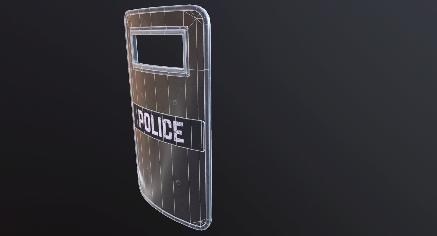 Police Ballistic Shield Low-poly 3D model_7