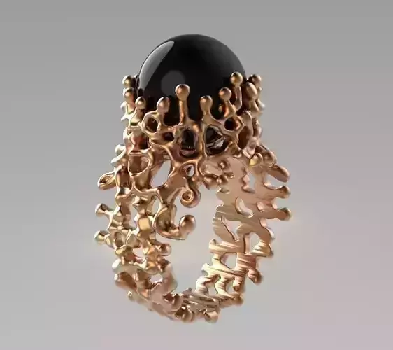 Coral Black Pearl ring 3D print model