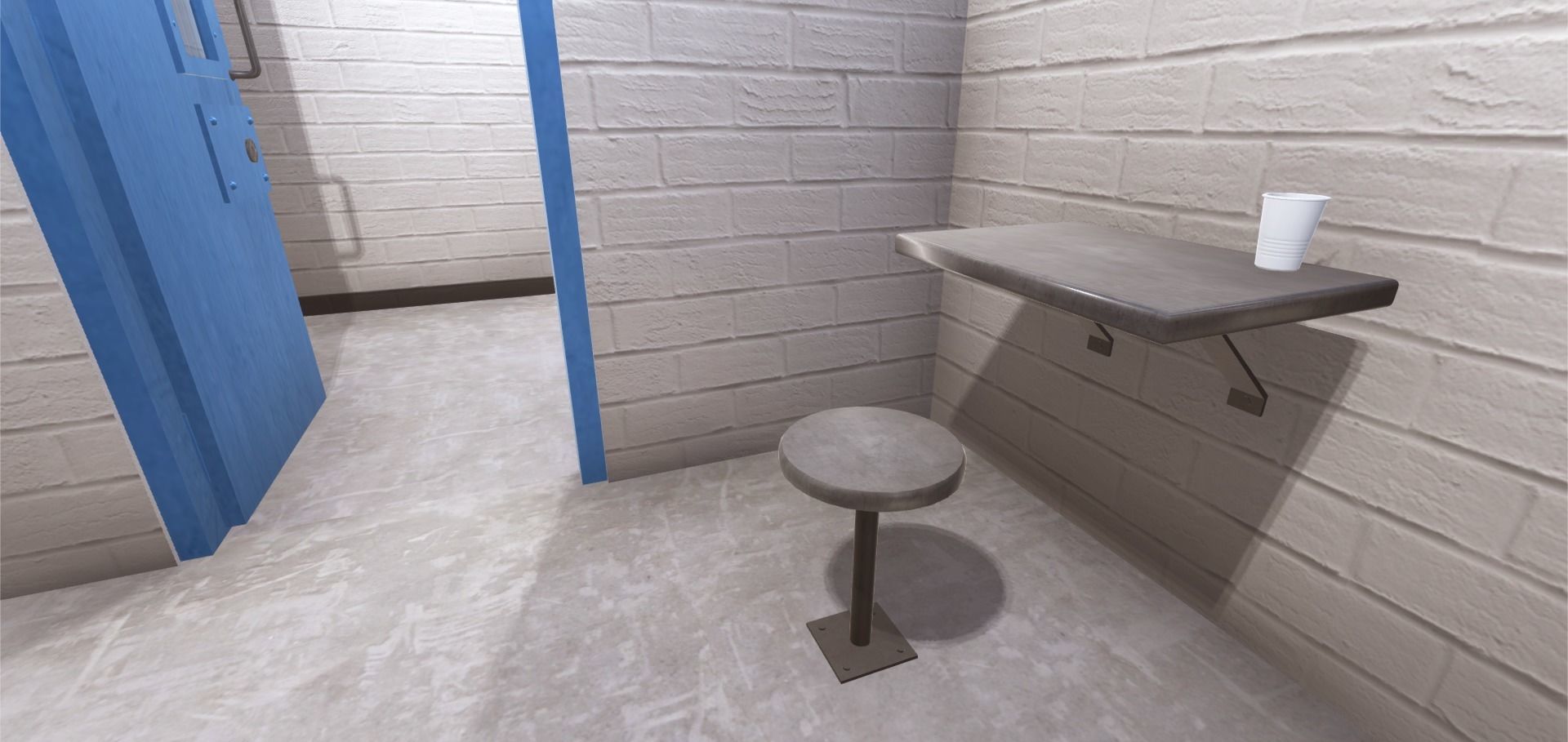 Police Detention Cells Low-poly 3D model_5