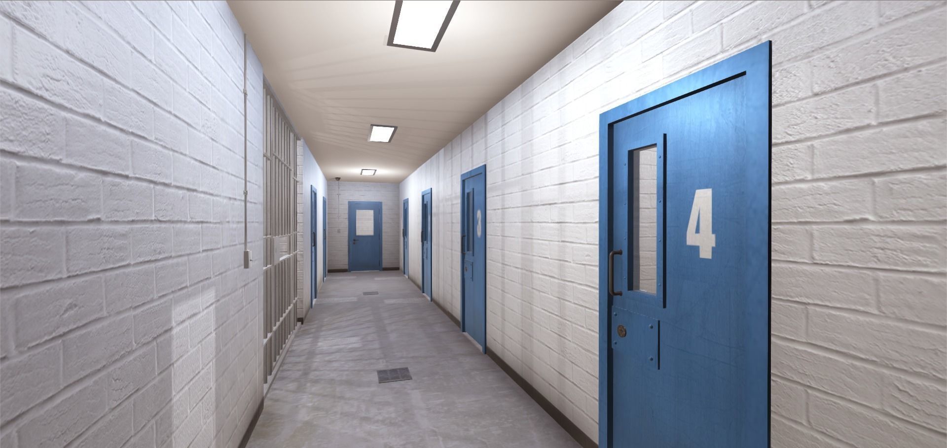 Police Detention Cells Low-poly 3D model_1