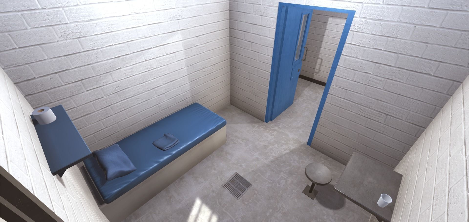 Police Detention Cells Low-poly 3D model_4