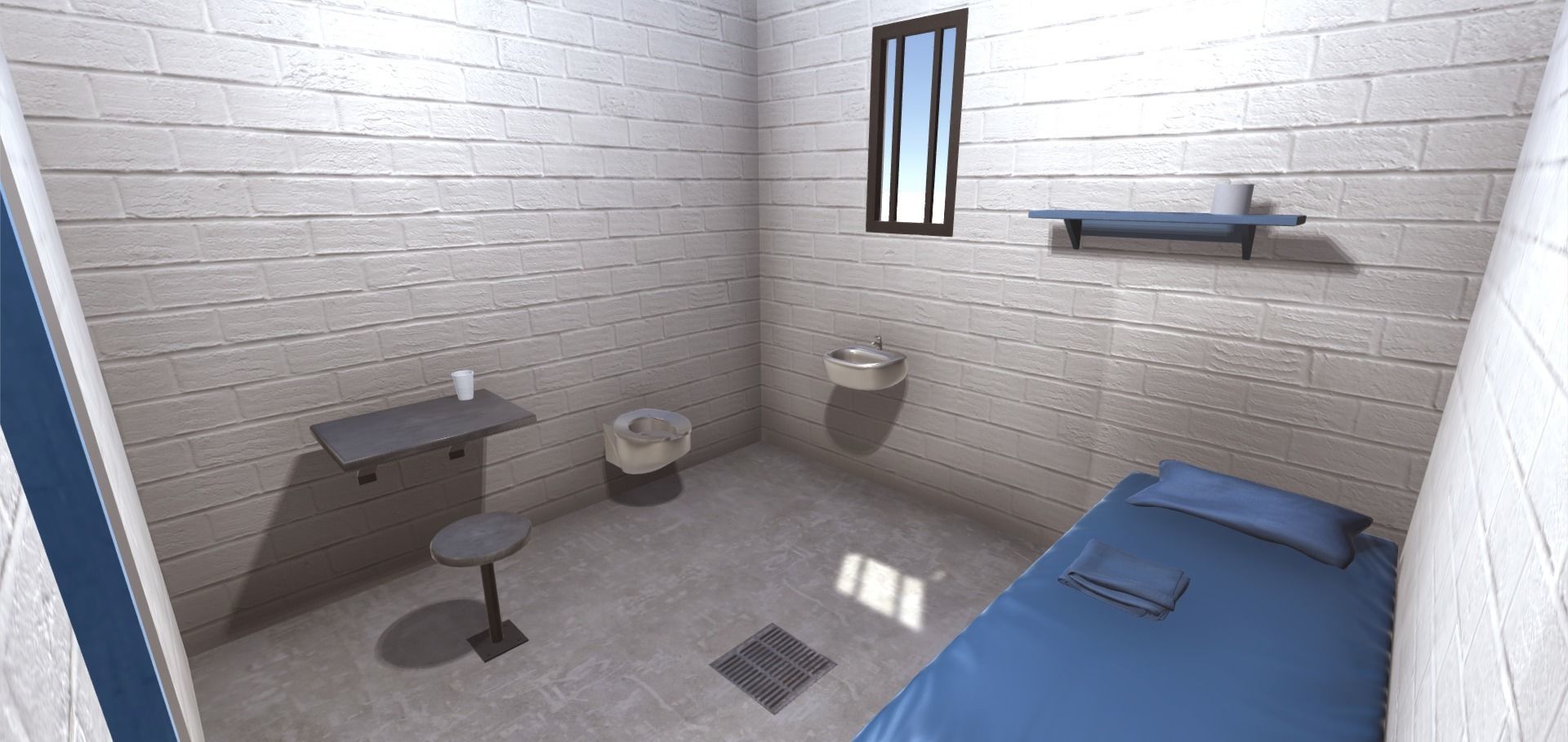 Police Detention Cells Low-poly 3D model_3