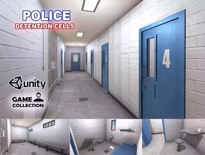 Police Detention Cells Low-poly 3D model