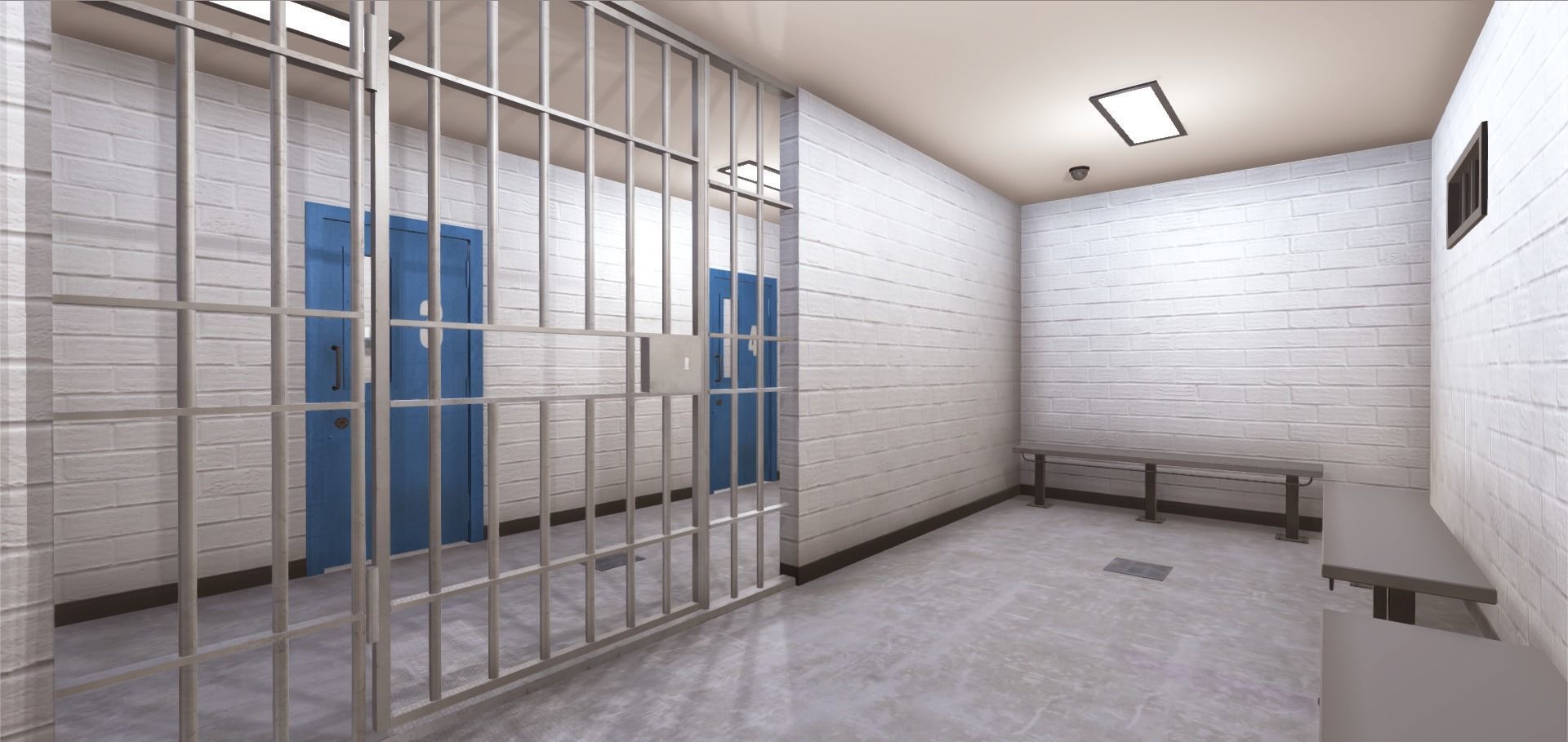 Police Detention Cells Low-poly 3D model_6