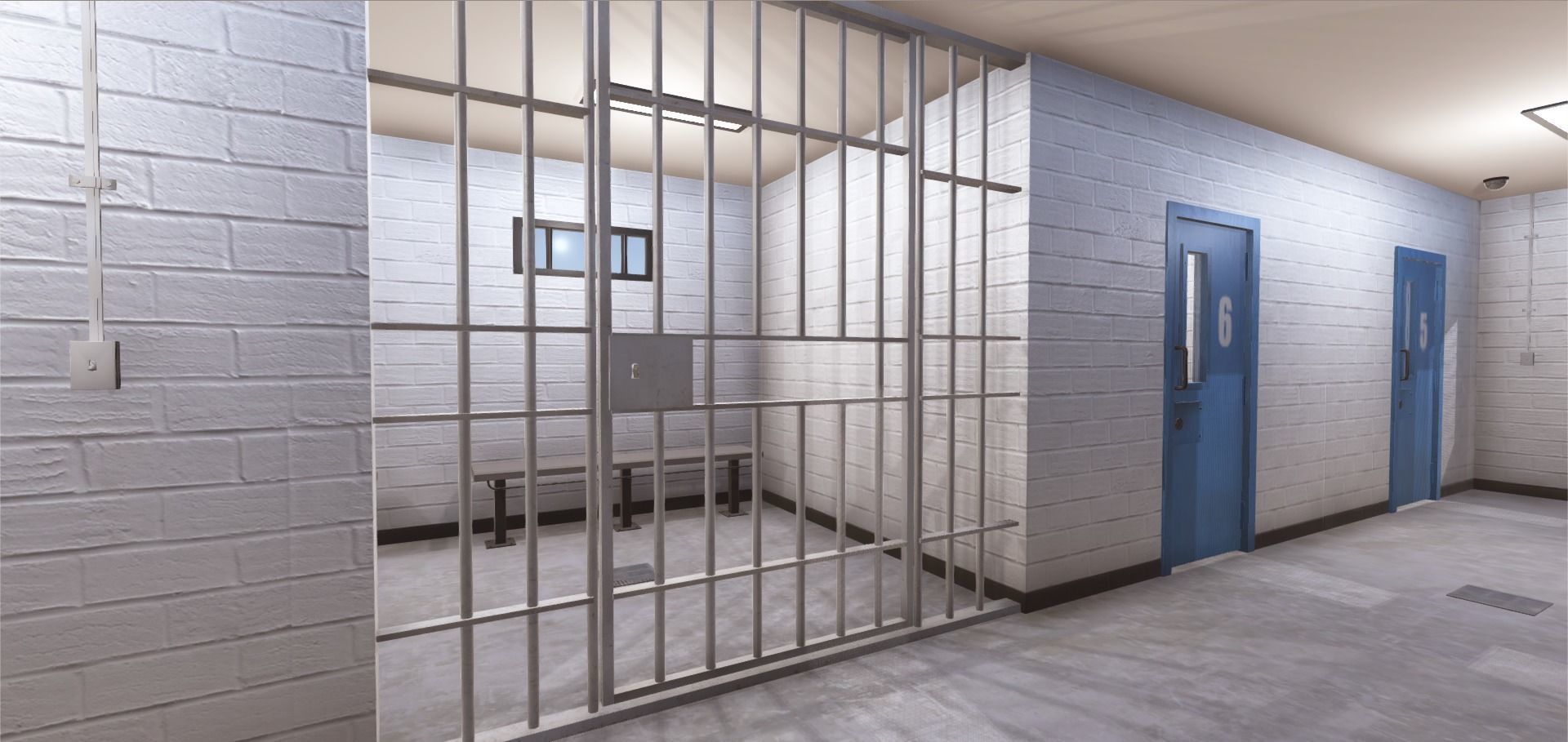 Police Detention Cells Low-poly 3D model_2