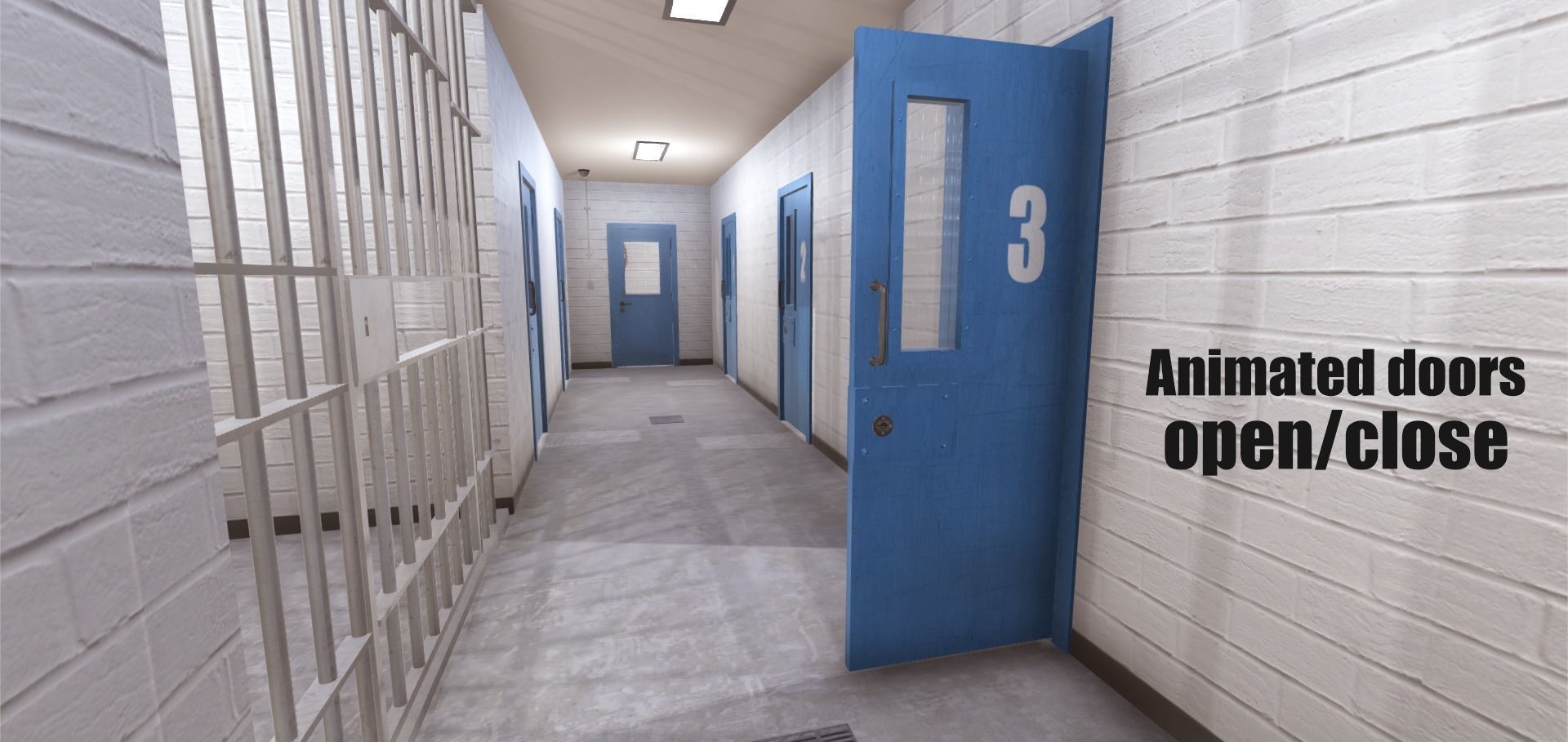 Police Detention Cells Low-poly 3D model_9