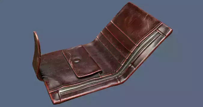 Shabby Wallet Low Poly 3D Model