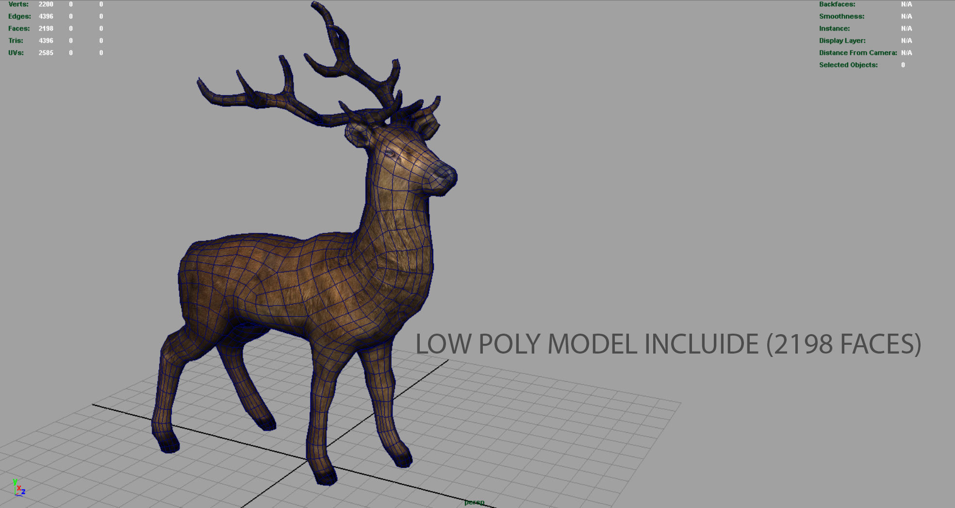 Realistic Deer Low-poly 3D model_5