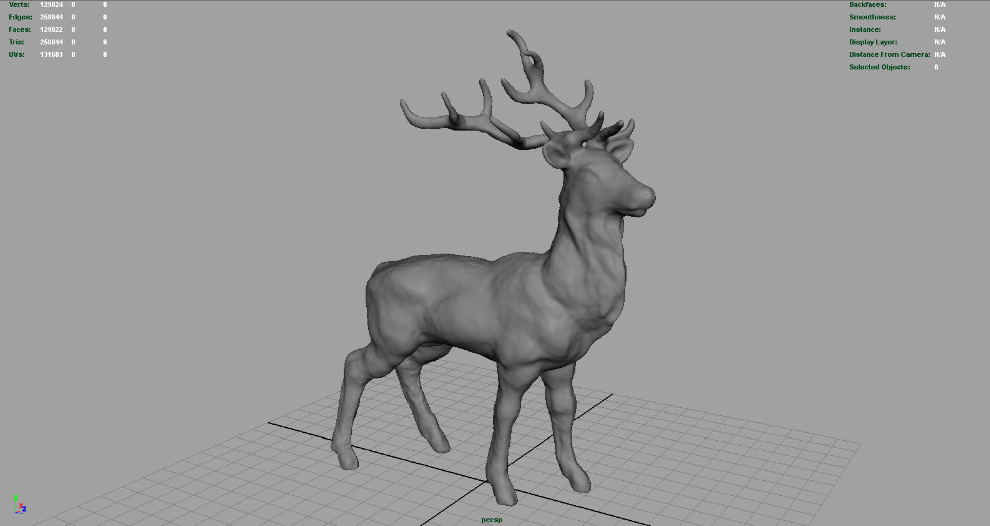 Realistic Deer Low-poly 3D model_3