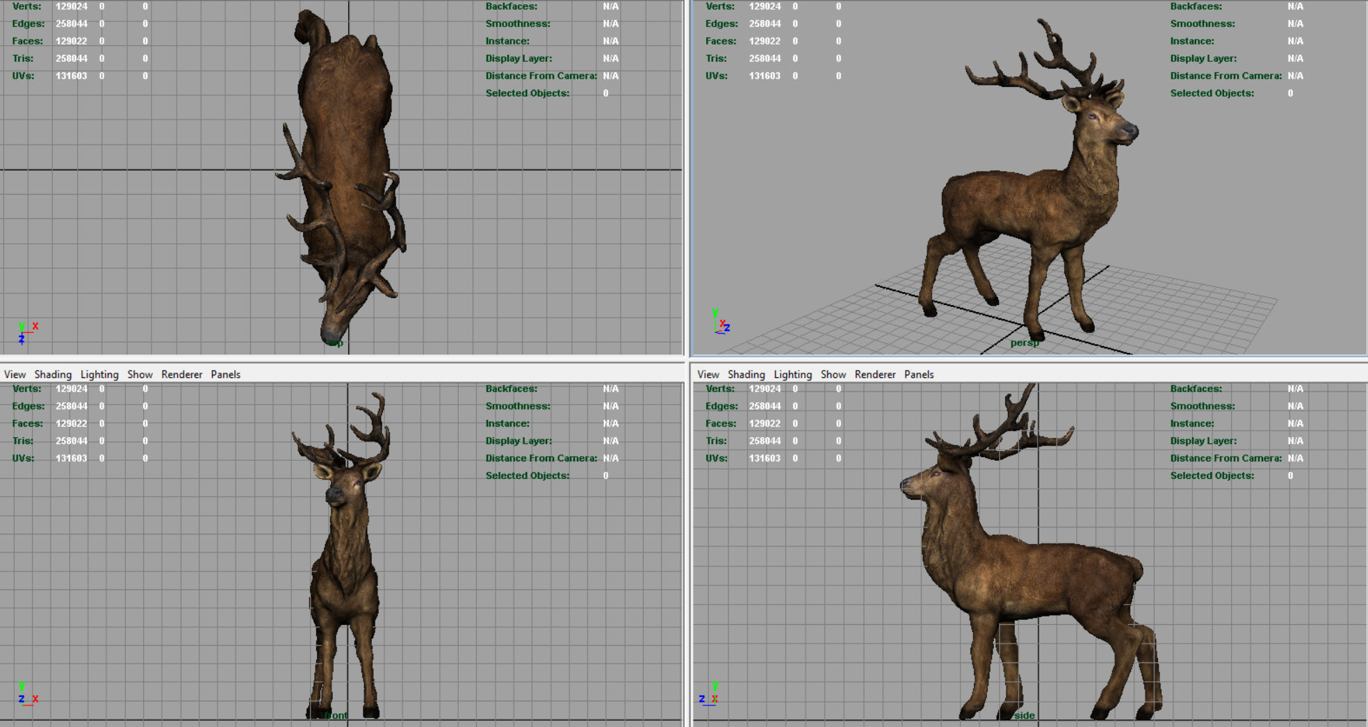 Realistic Deer Low-poly 3D model_7