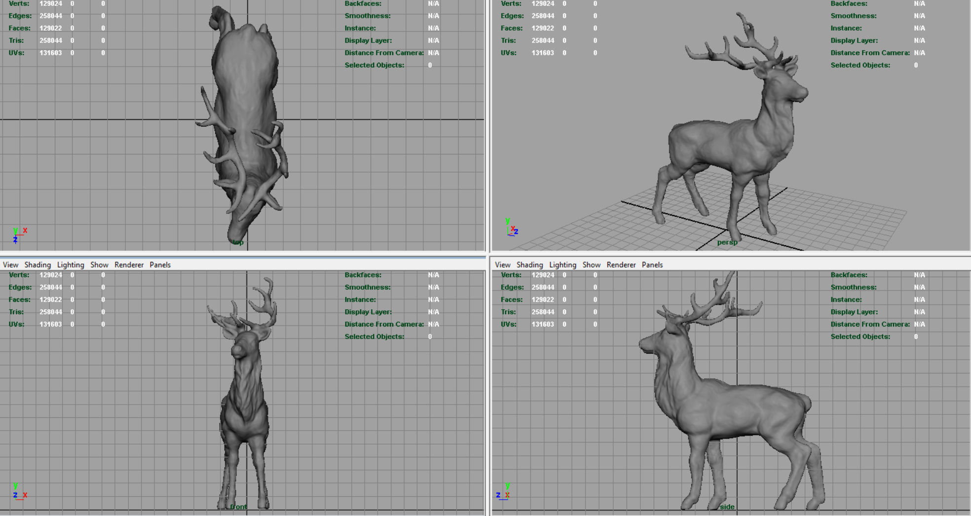 Realistic Deer Low-poly 3D model_8