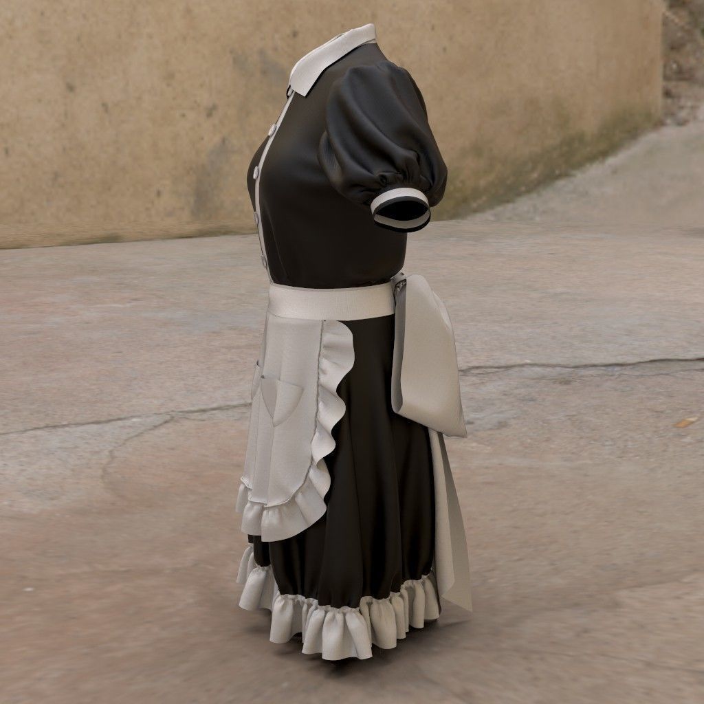 Marvelous Designer Model Maid Wear 001a 3D model_6
