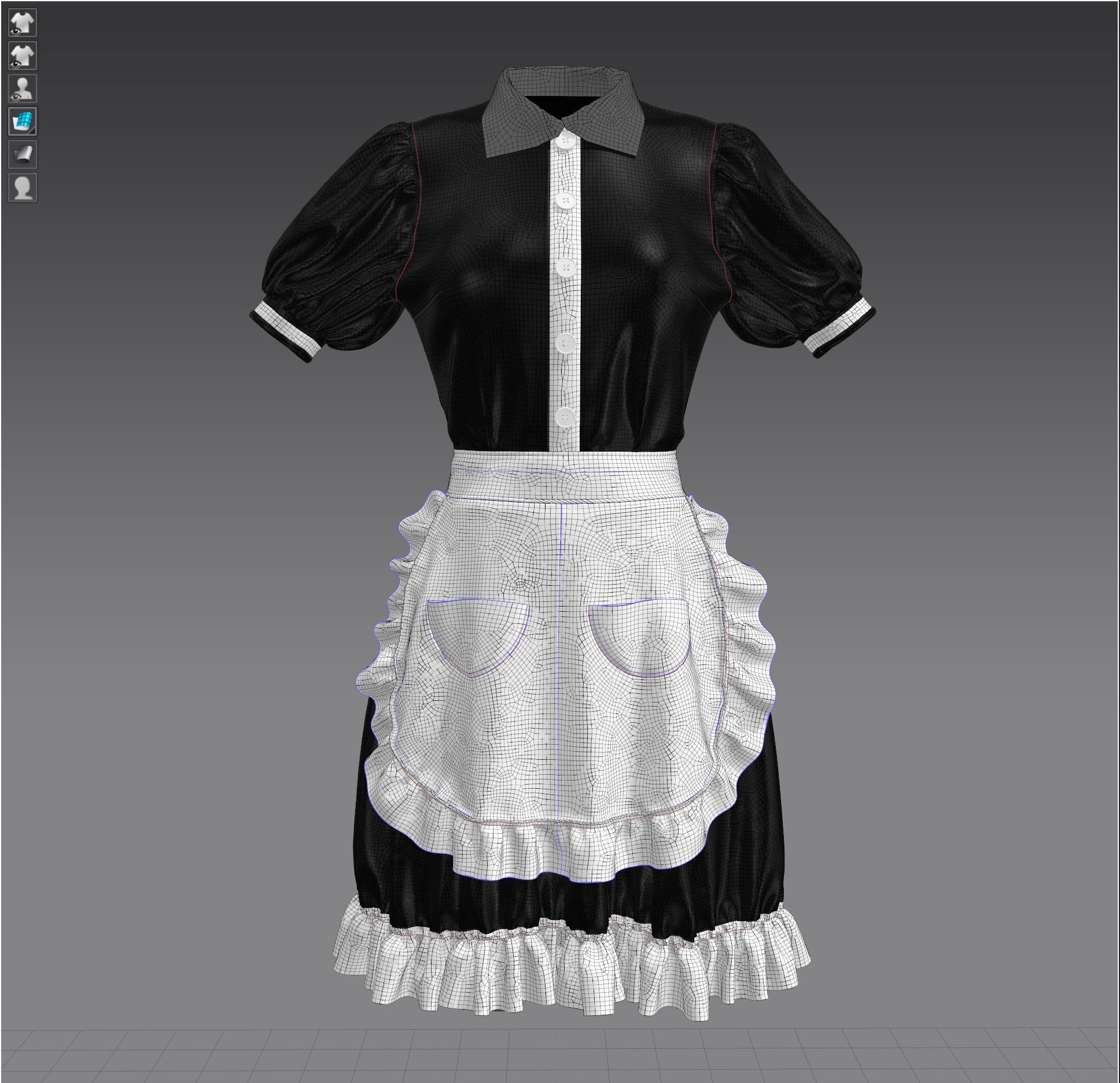 Marvelous Designer Model Maid Wear 001a 3D model_1