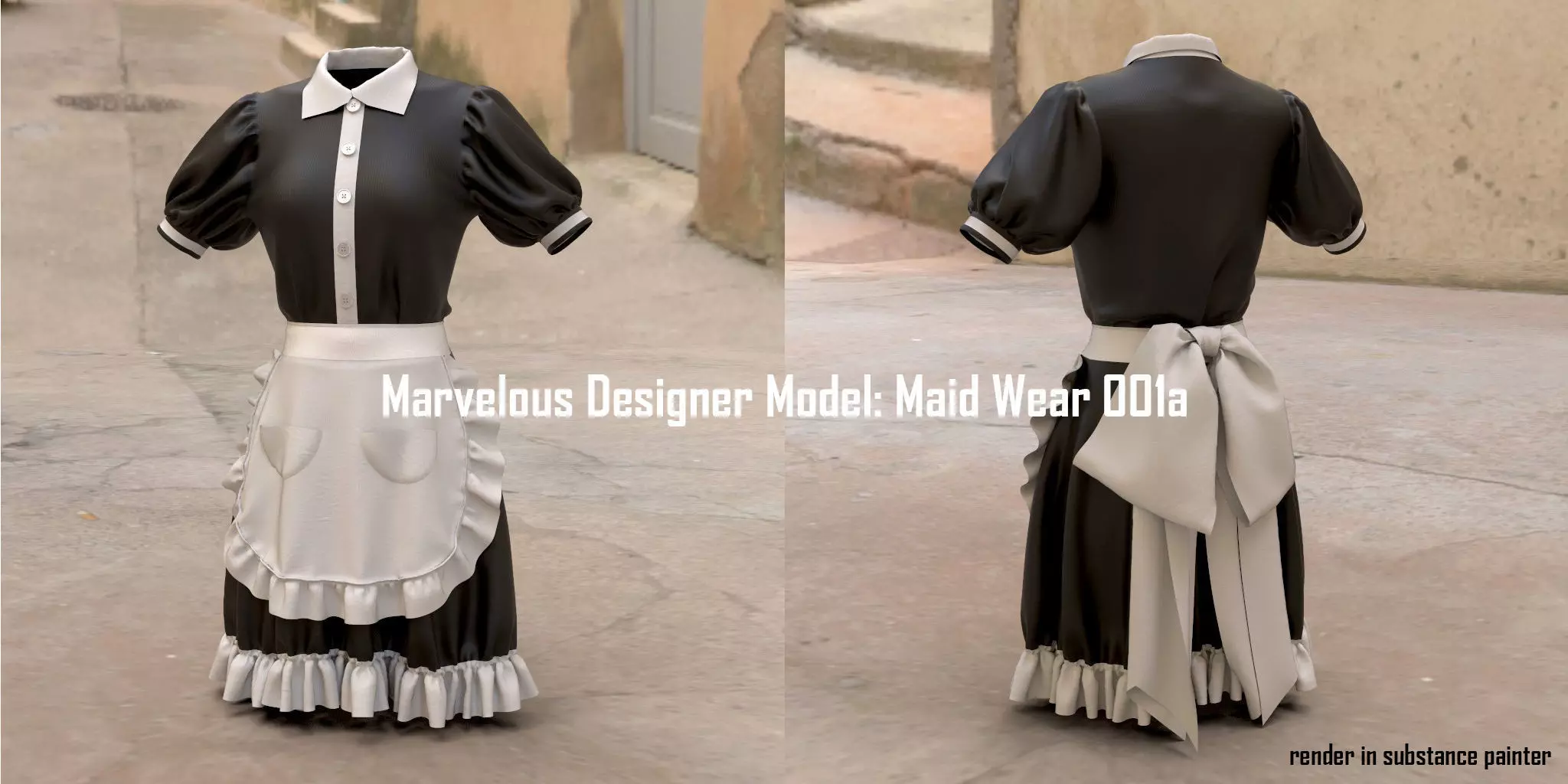 Marvelous Designer Model Maid Wear 001a 3D model_0