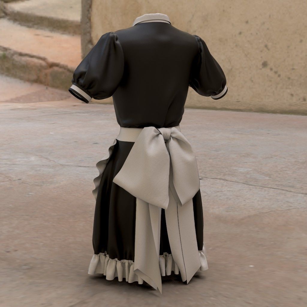 Marvelous Designer Model Maid Wear 001a 3D model_5